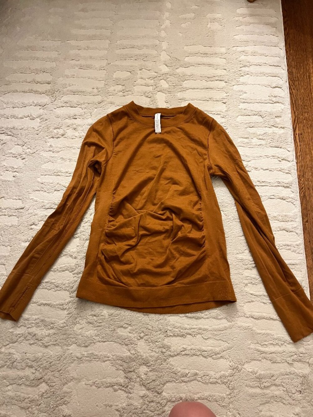 Athleta Athletic Top Crewneck Mesh Back Thumbholes M Orange